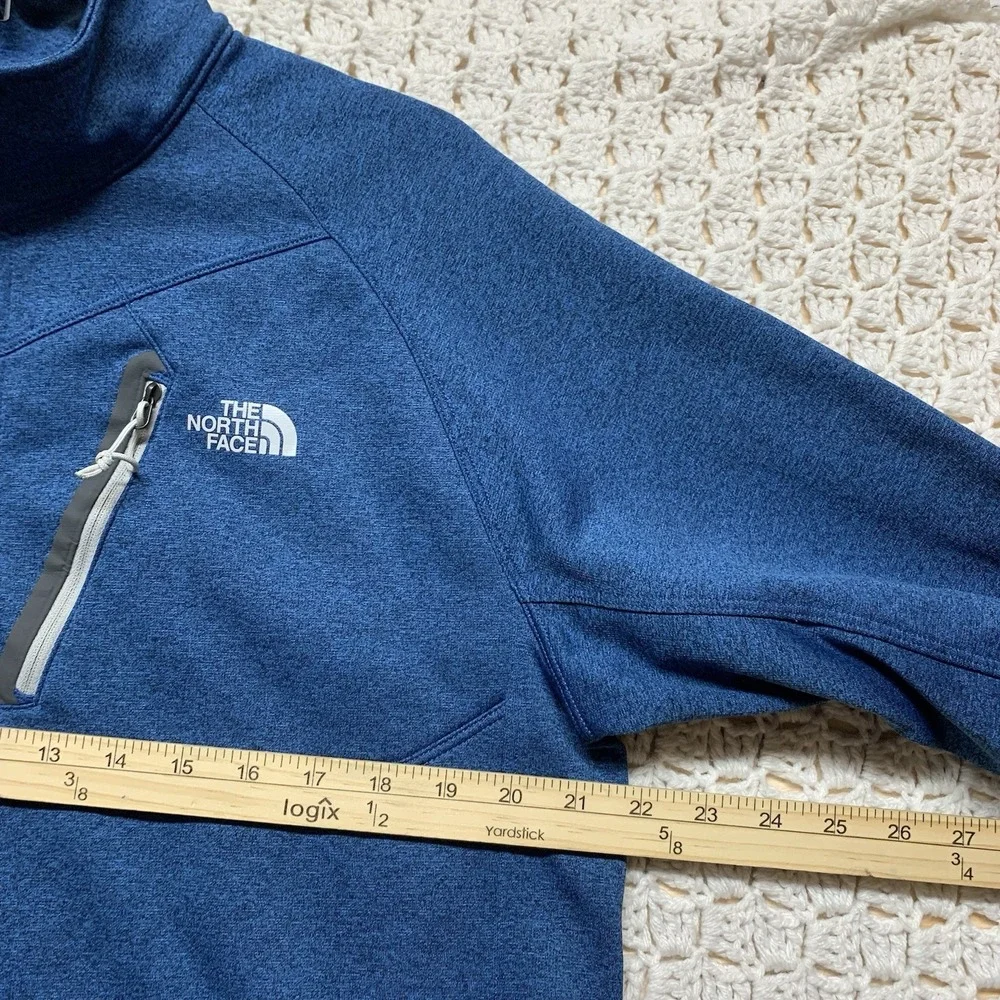 The North Face Sweatershir Men L Fleece 1/4 Zip Blue Front Chest Pocket Pullover